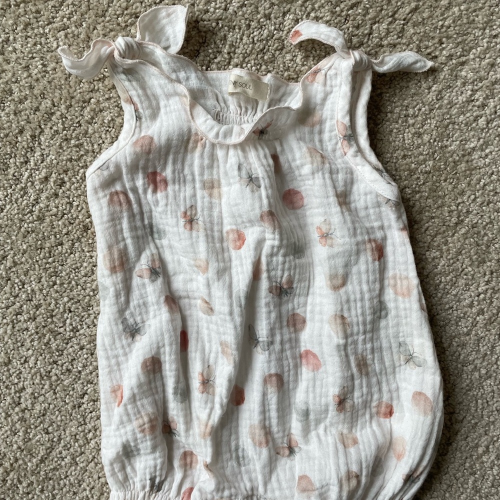 White Sleeveless Romper with Pink Pattern